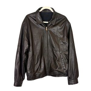 Robert Comstock Leather Jacket Mens 42 Black Reversible Endurance Lined Zip Up